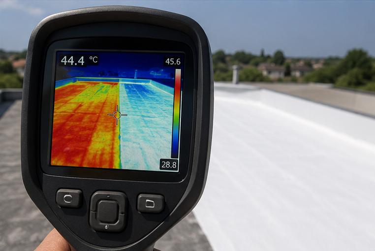 Capteur thermique mesurant la chaleur d'un toit